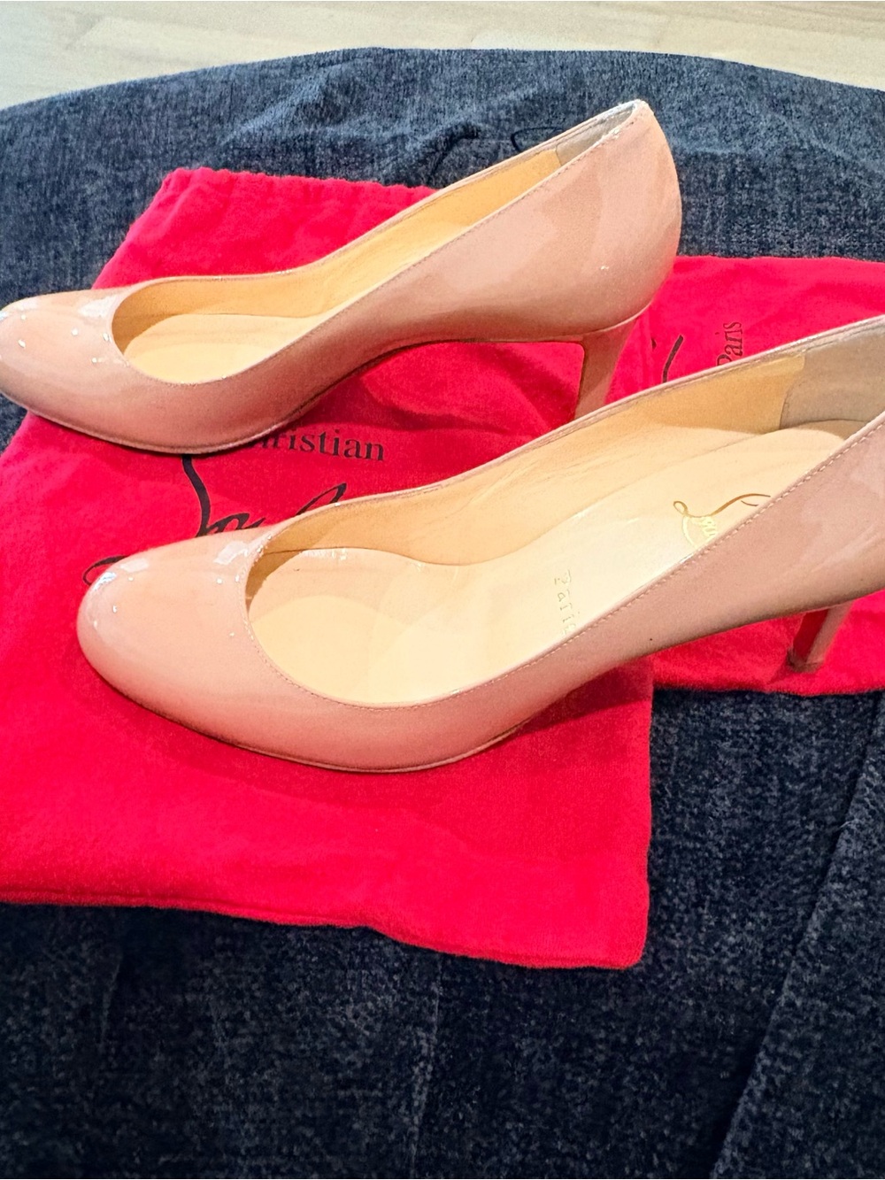 Christian Louboutin Nude Patent Leather Pumps